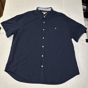 Elliot Mulryan Men's Button-Up Shirt XXL Navy Blue Short Sleeve Casual